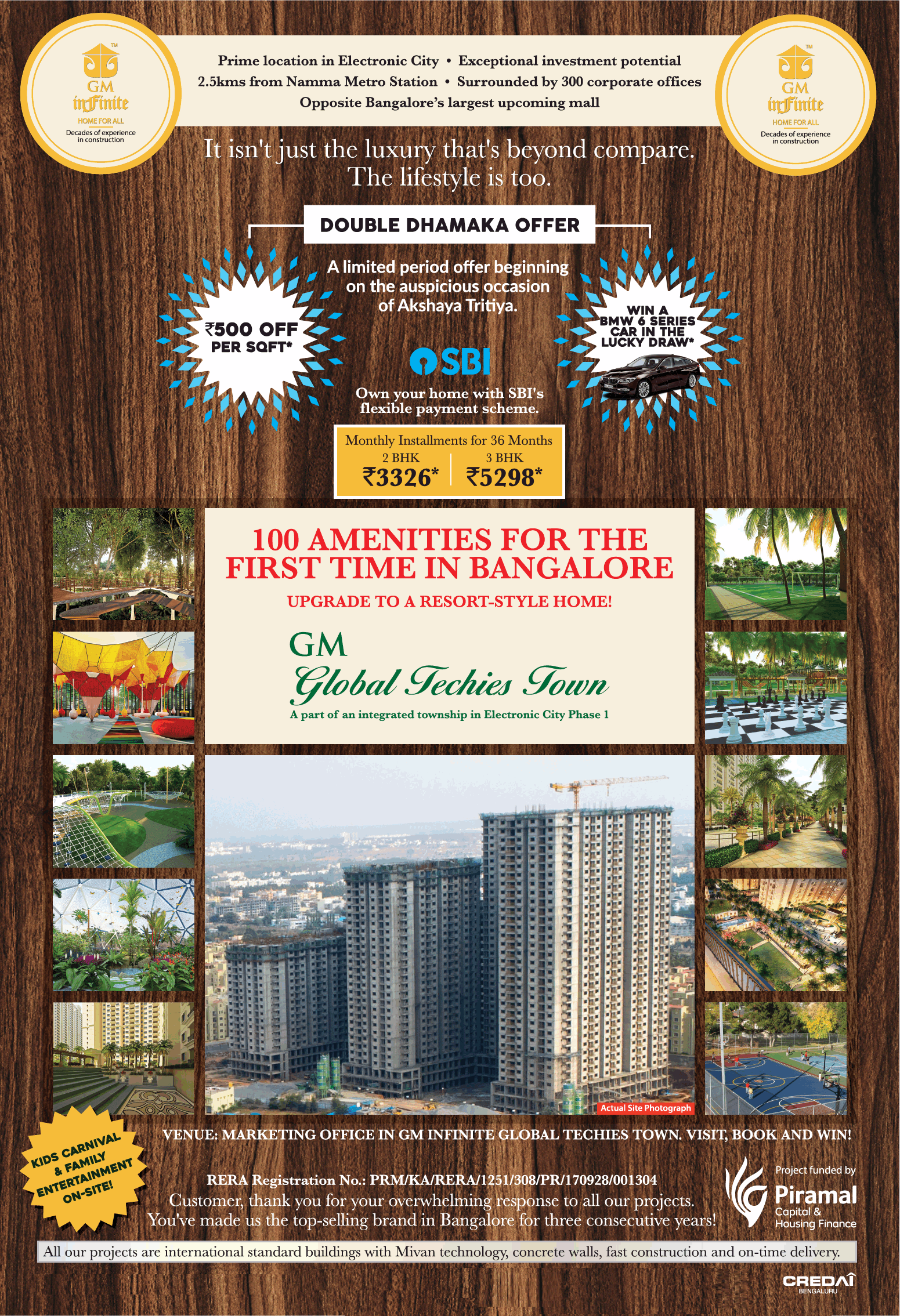 Own your home with SBI's flexible payment scheme at GM Global Techies Town in Bangalore